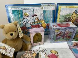 WINNIE THE POOH 37pc Lot Plush Puzzles Plates Children's Room Decor Classic Pooh
