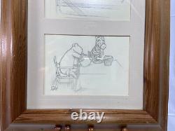 WINNIE THE POOH Sketch Art Signed EHS Ernest Howard Shepard Wood Framed 16x12