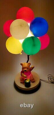 WINNIE THE POOH Vintage 1980 Hunny Pot Bear Holding Balloons. Lamp/Night Light