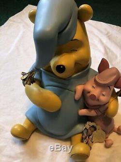 Walt Disney Winnie the Pooh with Piglet Sleeping Figurine Statue Rare Big Fig