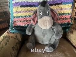 Walt Disney World Jumbo Eeyore Vintage Gray Plush Stuffed Animal withAttached Tail