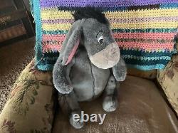 Walt Disney World Jumbo Eeyore Vintage Gray Plush Stuffed Animal withAttached Tail