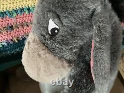 Walt Disney World Jumbo Eeyore Vintage Gray Plush Stuffed Animal withAttached Tail