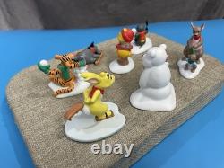 Winnie The Pooh 1990s Vintage Snowy Village Porcelain Figurines Rabbit Tigger