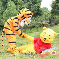 Winnie The Pooh Bear &Tigger Mascot Costume Adult Cartoon Dress Xmas Parade Suit
