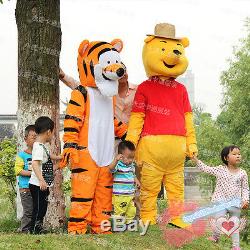 Winnie The Pooh Bear &Tigger Mascot Costume Adult Cartoon Dress Xmas Parade Suit
