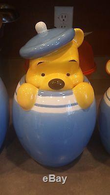 Winnie The Pooh Canister Set Eeyor Tigger Piglet Ceramic Disney Peek a Boo Blue