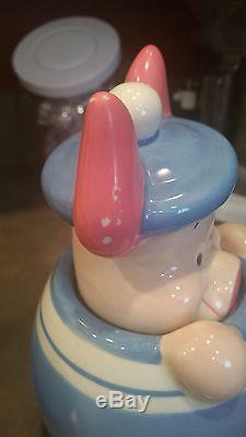 Winnie The Pooh Canister Set Eeyor Tigger Piglet Ceramic Disney Peek a Boo Blue