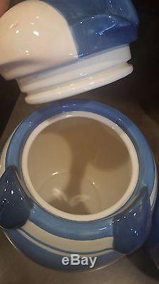 Winnie The Pooh Canister Set Eeyor Tigger Piglet Ceramic Disney Peek a Boo Blue