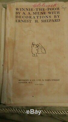 Winnie The Pooh First edition Second Print 1926 Book. A. A. Milne. Very Good. DJ