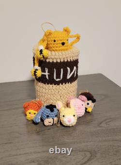 Winnie The Pooh In The Hunny Pot Set Handmade Crochet Ornaments Made In USA