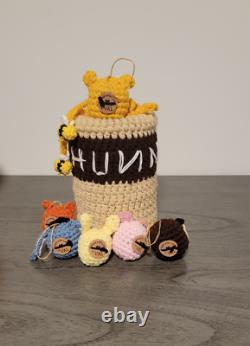Winnie The Pooh In The Hunny Pot Set Handmade Crochet Ornaments Made In USA