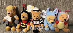 Winnie The Pooh Lot Of Dressed Up Bean Bag Plush Disney Store All Different