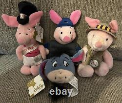 Winnie The Pooh Lot Of Dressed Up Bean Bag Plush Disney Store All Different