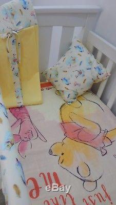 Winnie The Pooh Nursery Cot Quilt Set 4 Piece Handmade Gender Neutral