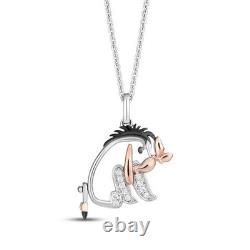 Winnie The Pooh Pendant Necklace Lab Created Diamond 14K White Gold Plated