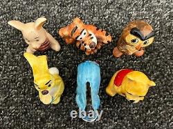 Winnie the Pooh 6 Porcelain Figurines Piglet Tigger Eeyore Owl Rabbit RARE