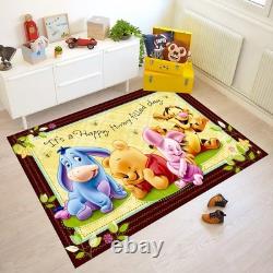 Winnie the Pooh Cotton Area Rug Kids Nursery Custom Size Carpet