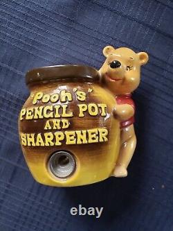 Winnie the Pooh Pencil Pot and Sharpener Ceramic, Walt Disney Enesco 1964