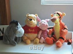 Winnie the Pooh Plush Set Piglet Tigger Eeyore LARGE Disney Store Patch Soft NEW