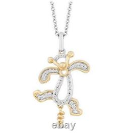 Winnie the Pooh Tigger Round Natural Moissanite Necklace 14K Yellow Gold Plated
