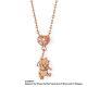 Winnie The Pooh Silver 925 Pink Gold Coated Cubic Zirconia Pendant Necklace