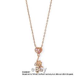 Winnie the Pooh silver 925 pink gold coated Cubic zirconia pendant necklace