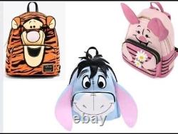 Winnie the pooh's Disney Eeyore Tiger Piglet Loungefly Bundle backpack New Nwts