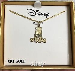 10kt Yellow Gold Winnie The Pooh Disney Pendentif Kids Necklace, 18 Chain Withbox