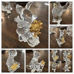 11 Pièces Lenox / Disney Winnie l'Ourson Figures en Cristal avec Accent Plaqué Or