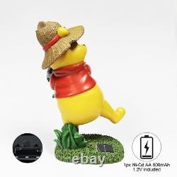 18.5H Disney Winnie l'Ourson Statue de Jardin Figurine Lumière Solaire