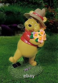 18.5H Disney Winnie l'Ourson Statue de Jardin Figurine Lumière Solaire