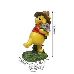 18.5H Disney Winnie l'Ourson Statue de Jardin Figurine Lumière Solaire