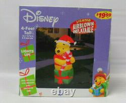 2004 Gemmy Disney Winnie Le Pooh Noël 4ft Allumé Airblown Gonflable Nouveau