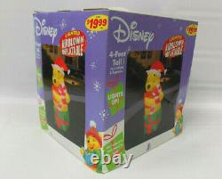 2004 Gemmy Disney Winnie Le Pooh Noël 4ft Allumé Airblown Gonflable Nouveau