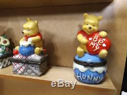 7 Boîtes À Bijoux Disney Winnie L'ourson En Porcelaine Avec Support En Bois