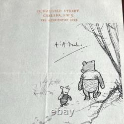 A. A. MILNE Autographe WINNIE L’OURSON Souvenir imprimé de la Forêt des Cent Acres signé PSA A. A. MILNE Autographe WINNIE L’OURSON Souvenir imprimé de la Forêt des Cent Acres signé PSA
