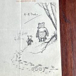 A. A. MILNE Autographe WINNIE L’OURSON Souvenir imprimé de la Forêt des Cent Acres signé PSA