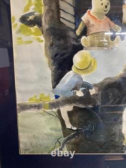 Ardis Sturdy, aquarelle signée « Winnie l’Ourson », encadrée, avec passe-partout et sous verre