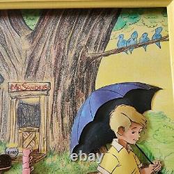 Art mural pop vintage de l'animation Disney des années 1970 Winnie l'Ourson, image signée, pièce unique.