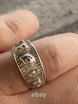 Bague Disney Vintage en Argent Sterling 925 Embossée Winnie l'Ourson et ses Amis 6.5