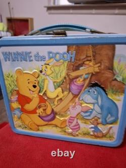 Boîte à goûter vintage en métal Disney Winnie l’ourson de 1976 avec thermos Aladdin