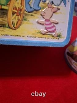 Boîte à goûter vintage en métal Disney Winnie l’ourson de 1976 avec thermos Aladdin