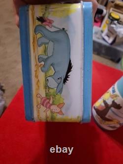 Boîte à goûter vintage en métal Disney Winnie l’ourson de 1976 avec thermos Aladdin