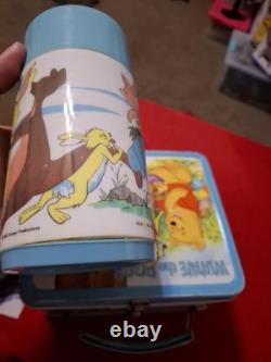 Boîte à goûter vintage en métal Disney Winnie l’ourson de 1976 avec thermos Aladdin