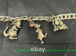 Bracelet vintage à breloques 3D en argent sterling Disney Bourriquet, Petit Gourou et Coco Lapin – Édition limitée