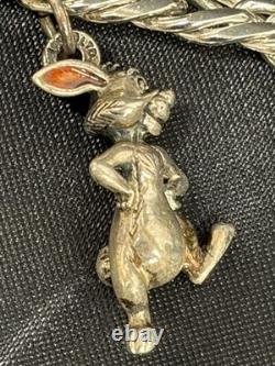 Bracelet vintage à breloques 3D en argent sterling Disney Bourriquet, Petit Gourou et Coco Lapin – Édition limitée