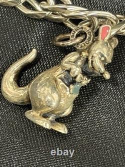 Bracelet vintage à breloques 3D en argent sterling Disney Bourriquet, Petit Gourou et Coco Lapin – Édition limitée