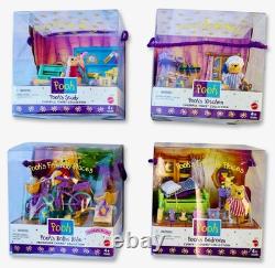 COLLECTION COMPLÈTE ! Ensemble de la maison dans les arbres Mattel Pooh's Friendly Places de 1998