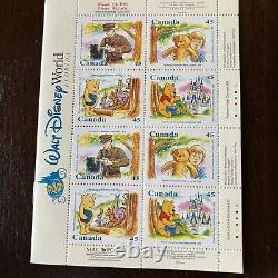Canada Livre de timbres et feuille souvenir de Winnie l'Ourson à Walt Disney World, état neuf